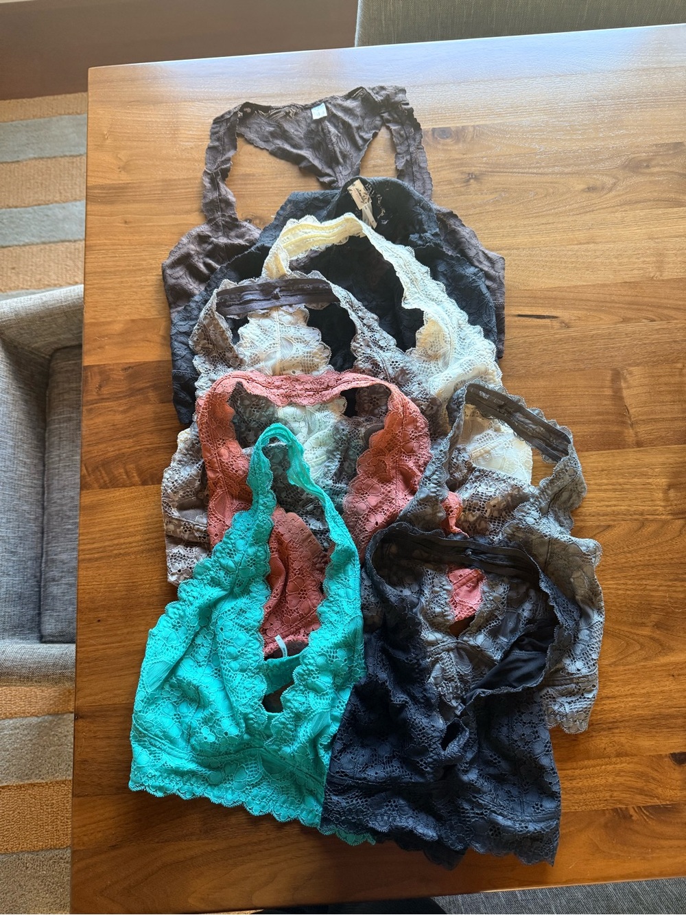 Free People Lace Bralette Camisoles in Teal, Black, Brown, Cream, Coral